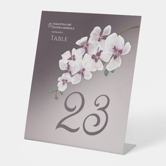 Orchid Elegant Wedding Table Number Card 台座サイン (正面)