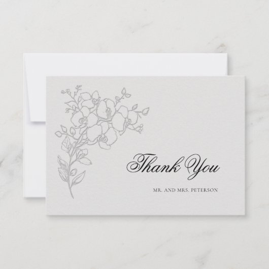 Orchid Elevated Ivory Formal Traditional Wedding サンキューカード (正面)