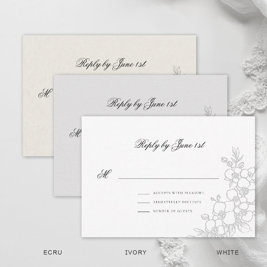 Orchid Elevated White Traditional Formal Wedding 出欠カード