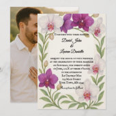 Orchid Embrace Photo Wedding Invitation 招待状 (正面/裏面)