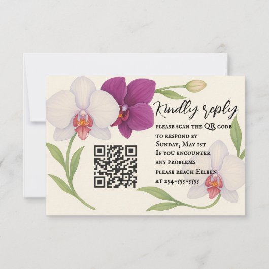 Orchid Embrace QR Code RSVP Card (正面)