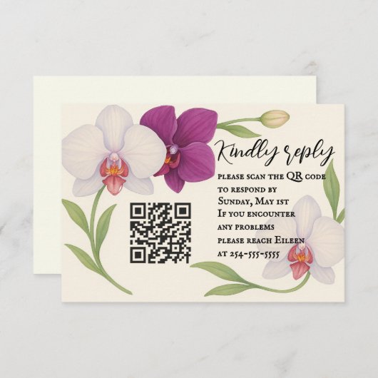 Orchid Embrace QR Code RSVP Card (正面/裏面)