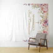 Orchid Floral First Communion Backdrop タペストリー (インサイチュ(横))