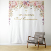 Orchid Floral First Communion Backdrop タペストリー (インサイチュ)