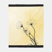 orchid floral line art on yellow フリースブランケット (正面)