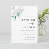 Orchid Floral Minimal Plain All in One Wedding 招待状 (スタンド正面)