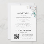Orchid Floral Minimal Plain All in One Wedding 招待状 (裏面)