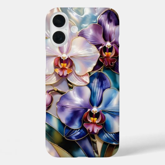 Orchid Flower iPhone Case Blue Pink Elegant Case-Mate iPhoneケース (裏面)