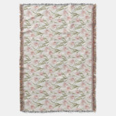 Orchid Flowers Pastel Blush Floral Throw Blanket スローブランケット (正面縦)