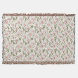 Orchid Flowers Pastel Blush Floral Throw Blanket スローブランケット