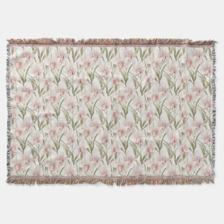 Orchid Flowers Pastel Blush Floral Throw Blanket スローブランケット