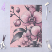 Orchid Flowers Pink Purple Whimsical Decoupage 薄葉紙 (クラフト)