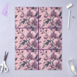 Orchid Flowers Pink Purple Whimsical Decoupage 薄葉紙