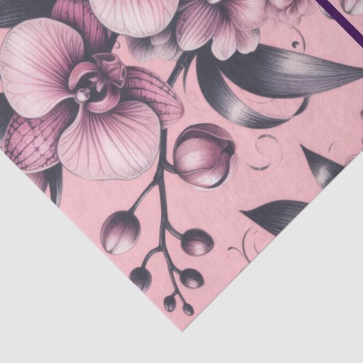 Orchid Flowers Pink Purple Whimsical Decoupage 薄葉紙 (詳細)