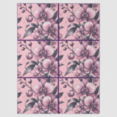 Orchid Flowers Pink Purple Whimsical Decoupage 薄葉紙 (正面)