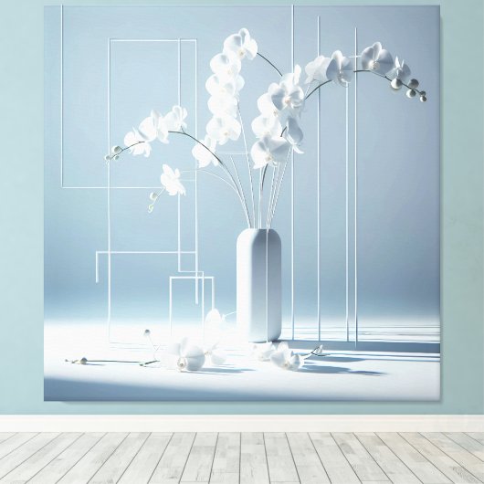 Orchid Geometry キャンバスプリント (インサイチュ (ウッドフロア))