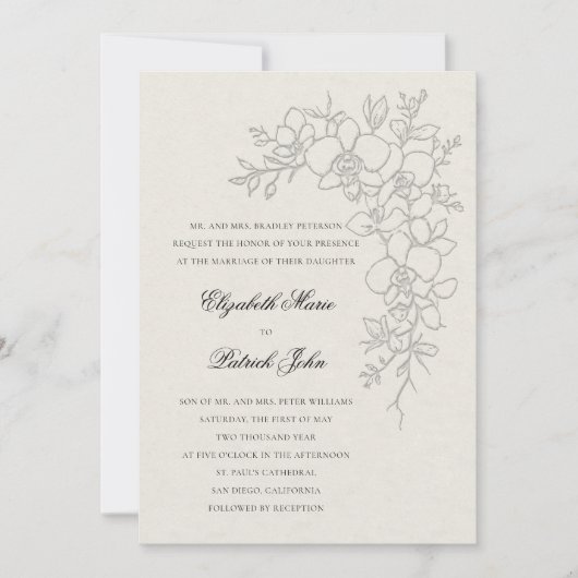 Orchid Gleam Formal Traditional Ecru Wedding 招待状 (正面)