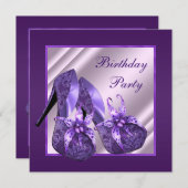 Orchid High Heel Shoe Women's Purple Birthday Part 招待状 (正面/裏面)