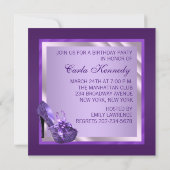 Orchid High Heel Shoe Women's Purple Birthday Part 招待状 (裏面)