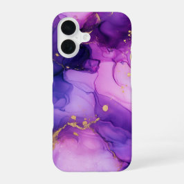 Orchid Lumière Luxury Soft Purple Watercolor Gold iPhone 16ケース