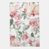 Orchid Meadow Watercolor Floral Blushing Botanical キッチンタオル (縦)