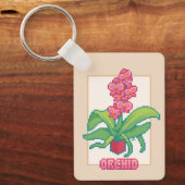 Orchid, orchidee, pixelart, Pixel Art キーホルダー (正面)