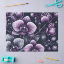 Orchid Orchids Floral Black Purple Moody Decoupage