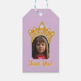 Orchid Pink Princess Crown Floral Photo Birthday ギフトタグ