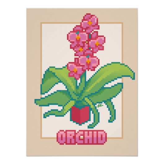 Orchid Pixel Art ポスター (正面)
