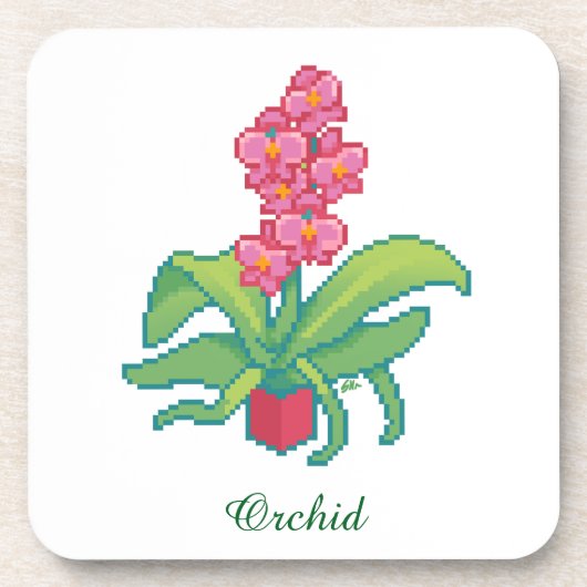orchid pixelart, Pixel Art  コースター (正面)