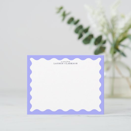 Orchid Purple Wavy Frame Note Card 招待状 (スタンド正面)