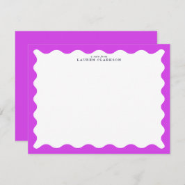 Orchid Purple Wavy Frame Note Card 招待状