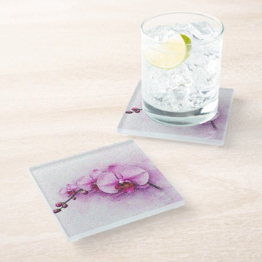 Orchid Sky Serenade ガラスコースター (アングル)