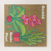 Orchid, snake plant Pixelart, Pixel Art ジグソーパズル (横)