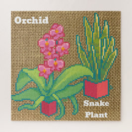 Orchid, snake plant Pixelart, Pixel Art ジグソーパズル