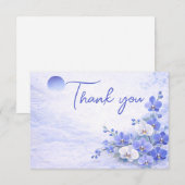 Orchid Thank You Card – Blue Floral Design サンキューカード (正面/裏面)