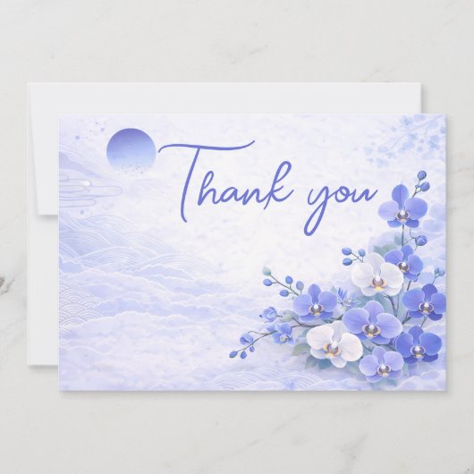 Orchid Thank You Card – Blue Floral Design シーズンカード (正面)