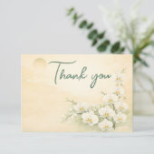 Orchid Thank You Card – Ivory White Floral Design サンキューカード (スタンド正面)