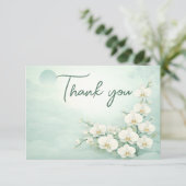 Orchid Thank You Card – Ivory White Floral Design サンキューカード (スタンド正面)