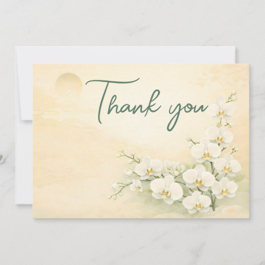 Orchid Thank You Card – Ivory White Floral Design シーズンカード (正面)