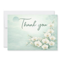 Orchid Thank You Card – Ivory White Floral Design