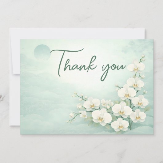 Orchid Thank You Card – Ivory White Floral Design シーズンカード (正面)