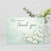 Orchid Thank You Card – Ivory White Floral Design シーズンカード (スタンド正面)
