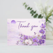 Orchid Thank You Card – Purple Floral Design サンキューカード (スタンド正面)