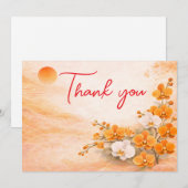 Orchid Thank You Card – Warm Orange Floral Design シーズンカード (正面/裏面)