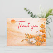 Orchid Thank You Card – Warm Orange Floral Design シーズンカード (スタンド正面)