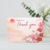 Orchid wedding Thank You Card – Pink Floral Design サンキューカード (スタンド正面)