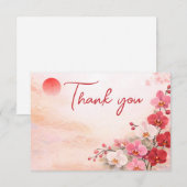 Orchid wedding Thank You Card – Pink Floral Design サンキューカード (正面/裏面)