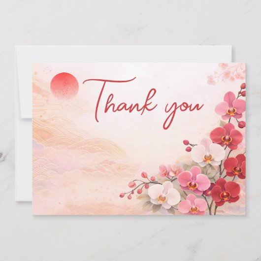 Orchid wedding Thank You Card – Pink Floral Design シーズンカード (正面)
