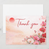 Orchid wedding Thank You Card – Pink Floral Design シーズンカード (正面/裏面)